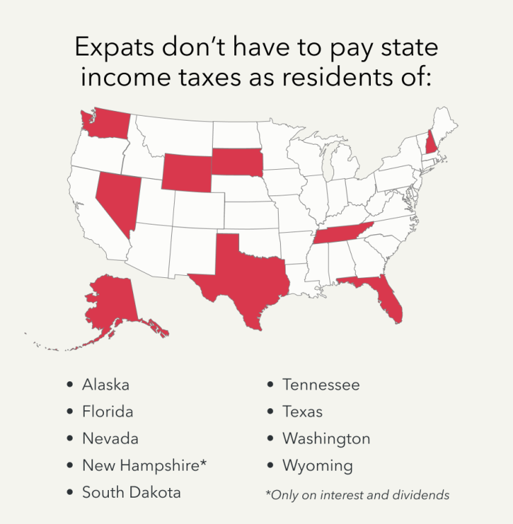 Expats that are residents of these states don't pay state income taxes