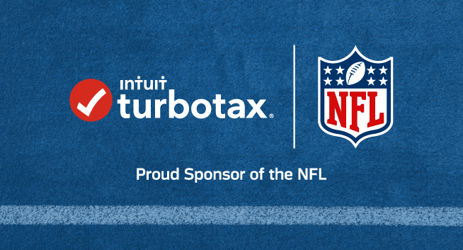 Intuit TurboTax and NFL logos with the text Proud Sponsor of the NFL