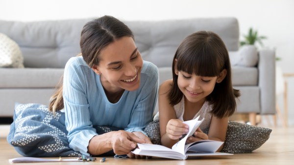 mom talking to daughter