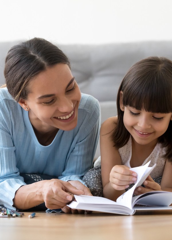 mom talking to daughter