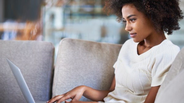 woman relaxed on computer