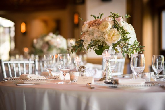 Wedding centerpiece setup.