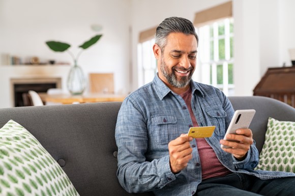 Man making a payment online.