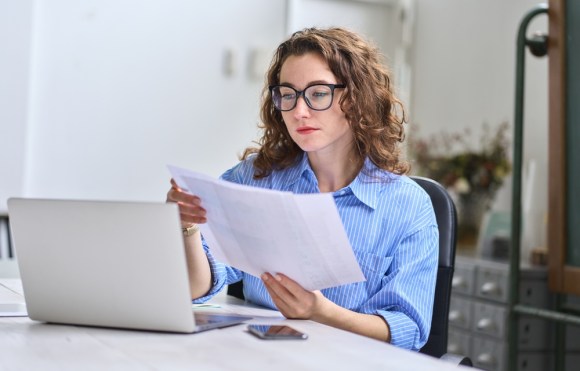 Woman reviewing a payment plan.