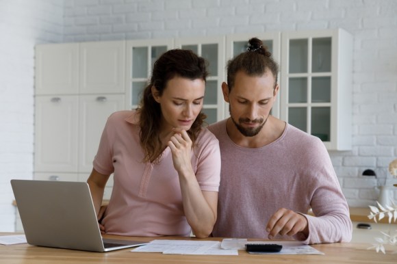 Couple doing their taxes.