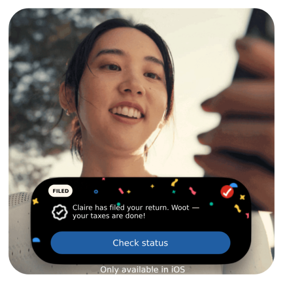 A client receiving a notification on mobile that Turbotax has filed their tax